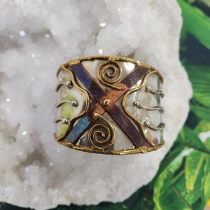 Hand-hammered Tri-Metal Cuff Bracelet - Gently Enjoyed